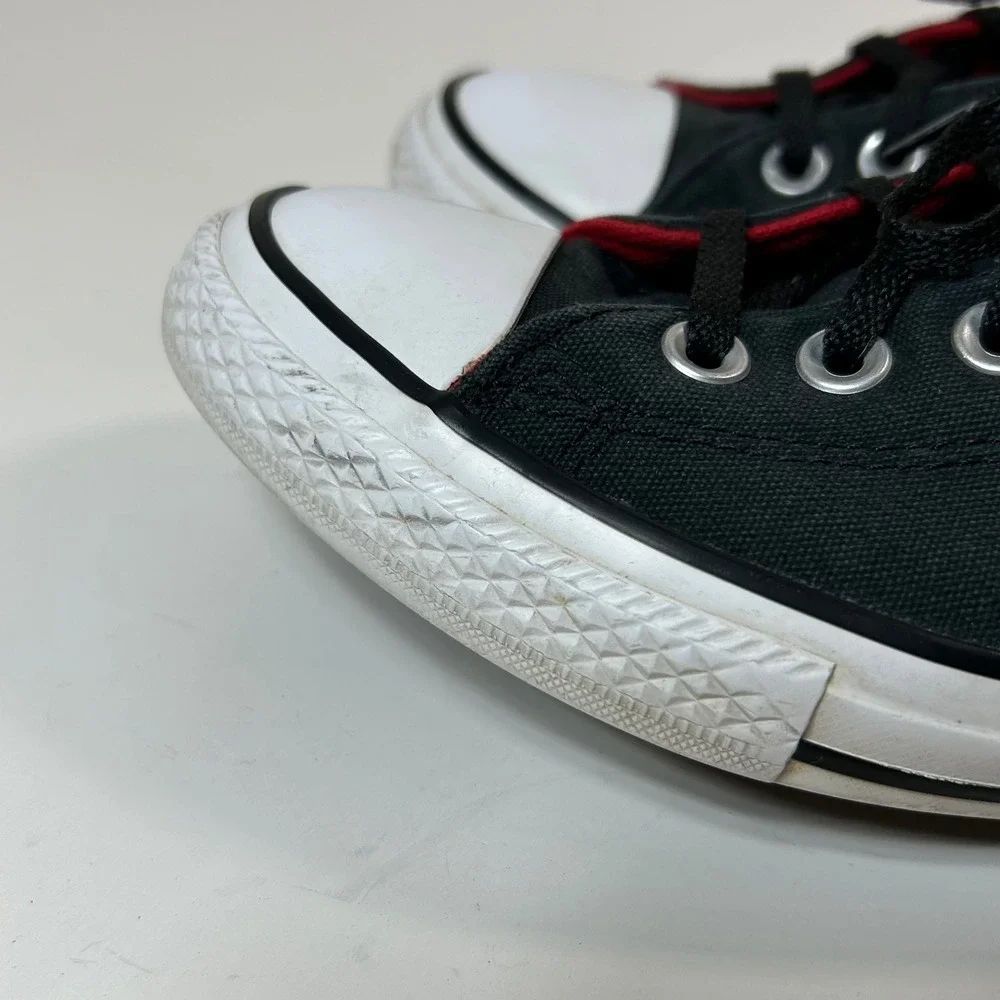 Converse Chuck Taylor All Star Axle Mid Black Red Junior Sneaker 663886F Size 6Y